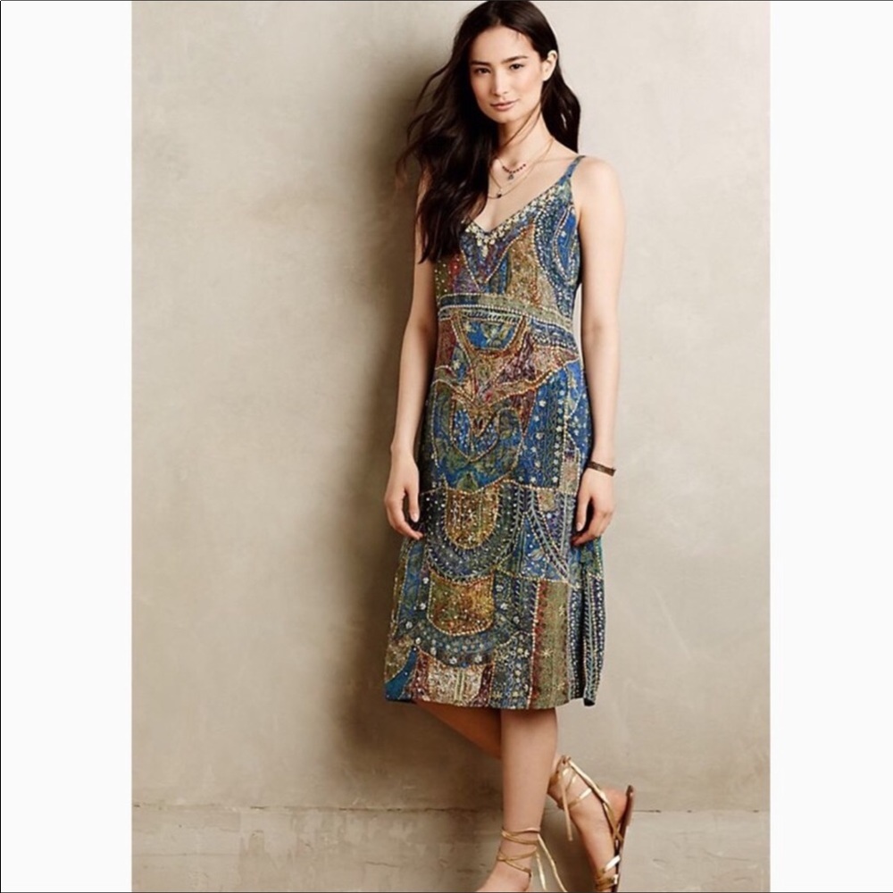 Bohemian Patchwork Midi Dress